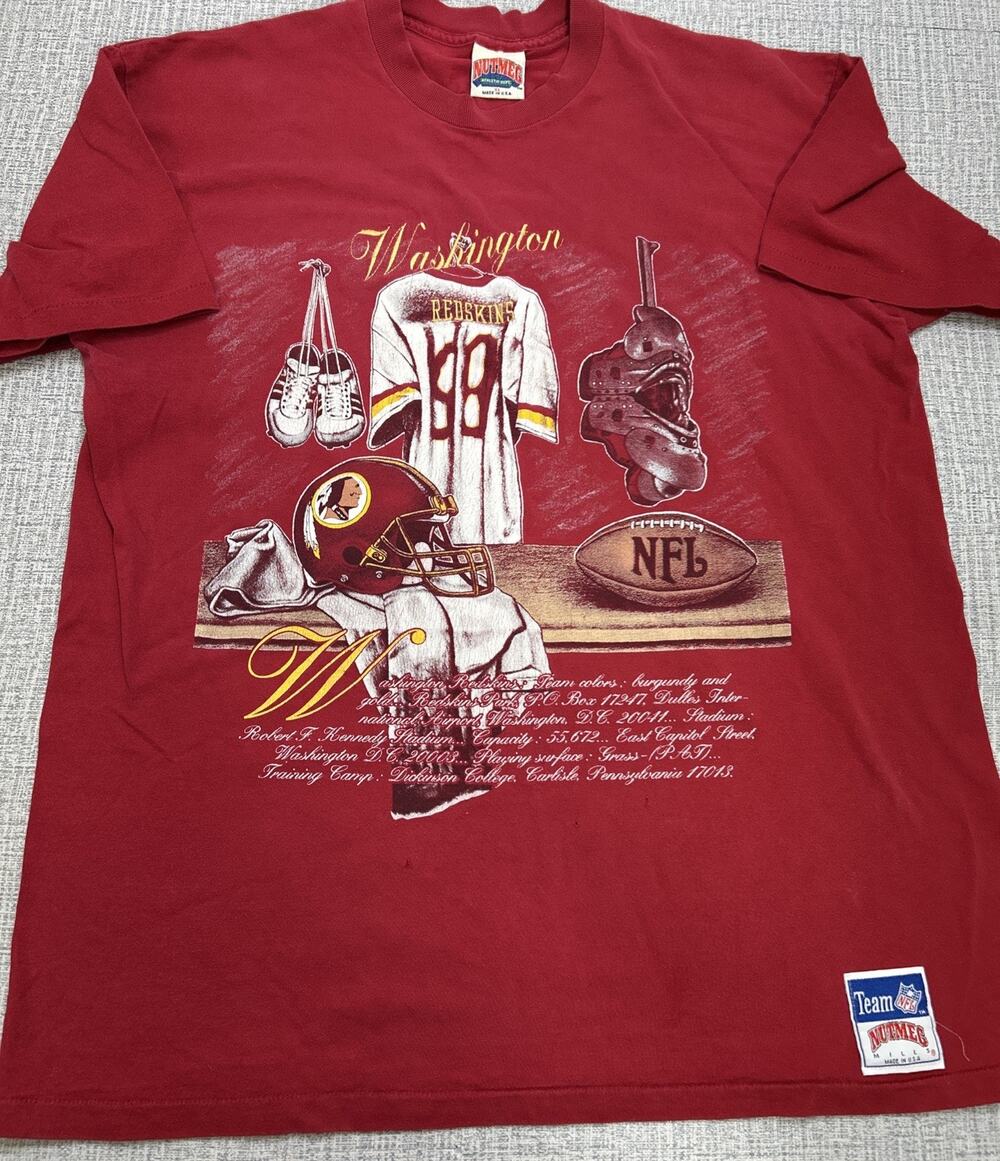 Vintage Nutmeg Mills T -shirt Mens XL Washington Redskins Locker Room S/S 90s